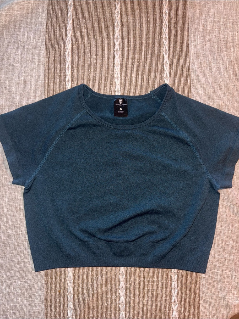 Cropped Short Sleeve Performance Top in Deep Teal
